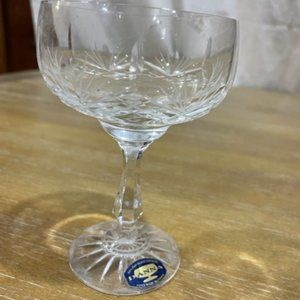 SET OF 8 STEMMED VINTAGE CHRYSTAL CHAMPAIGN GLASSES - HAND MADE